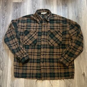 MNML Brown & Dark Green Plaid Shirt Jacket